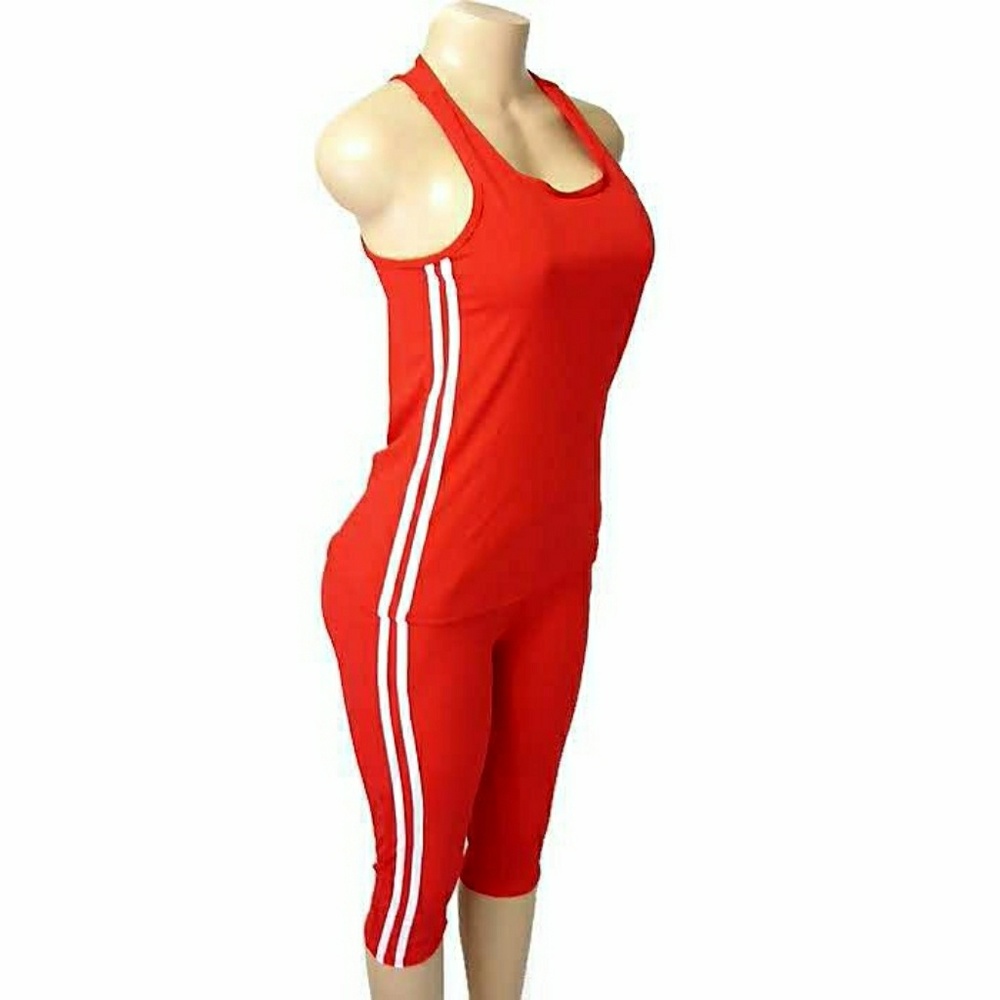 2pc Red Athletic Leggings Set